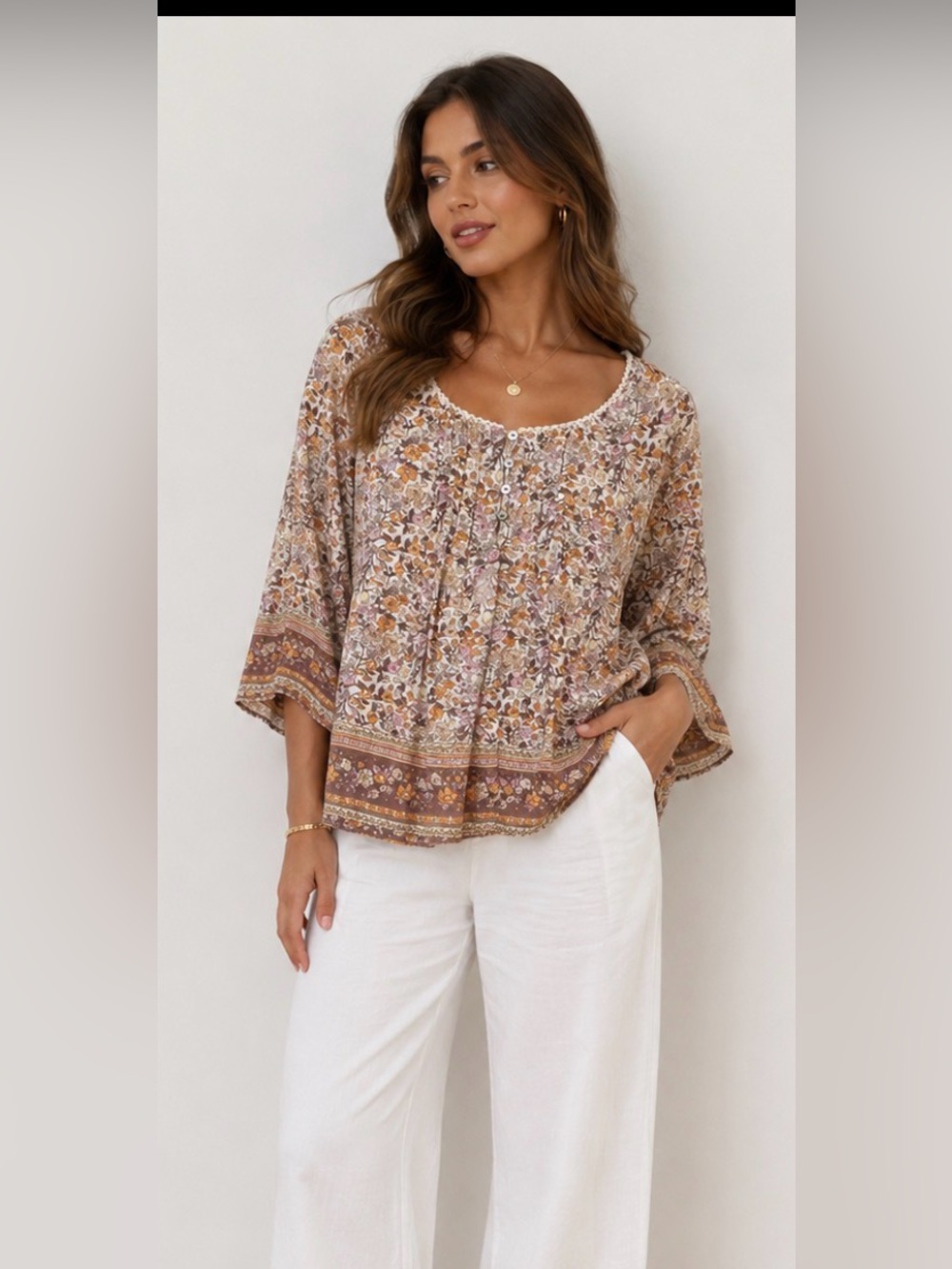 Blue Sky Rayon Floral Blouse M